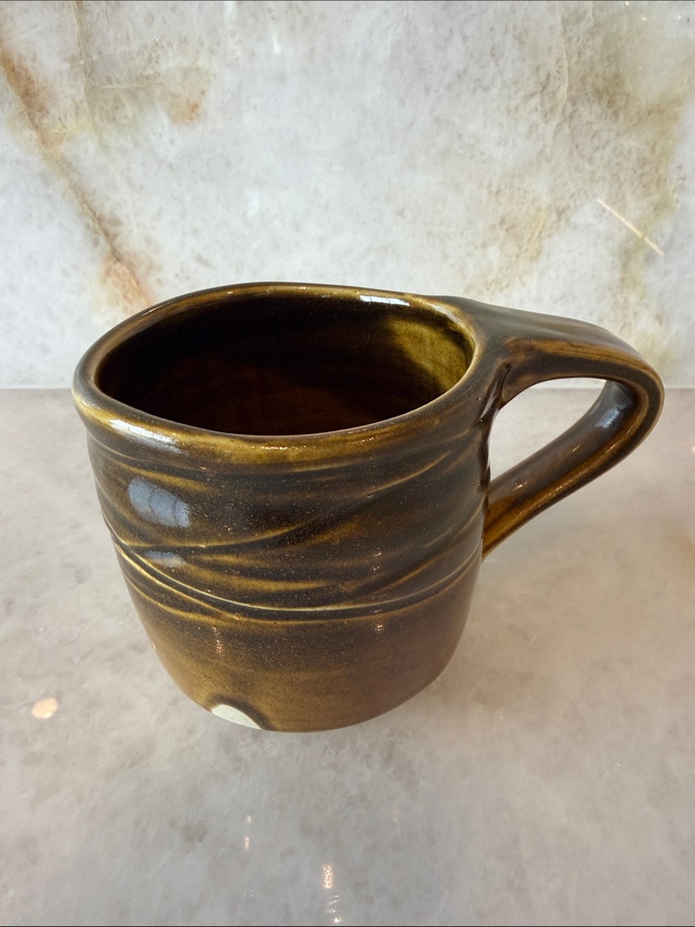 Ceramic Stoneware Coffee Mug in Dark Olive Brown